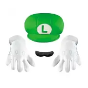 Licensed Super Mario Bros Child Luigi Costume Accessory Kit Hat Mustache Gloves