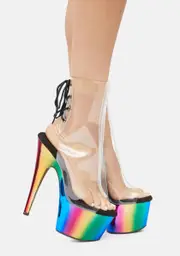 [Pleaser] Rainbow Chrome Adore Platform Heels