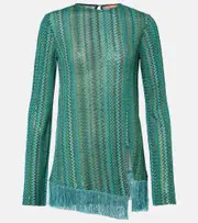[Missoni] Missoni Zigzag fringed lamé top UK 8 green