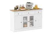 Giantex 140cm Large Buffet Sideboard Kitchen Storage Cabinet w/Adjustable Shelves Wine Bar Table