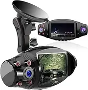 Dual Dash Cam with IR Night Vision, FHD 1080P Front and 1080P Inside Cabin Dash Camera Wide Angle Lens,G-Sensor for Car