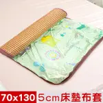 【米夢家居】夢想家園~冬夏兩用100%精梳純棉+紙纖蓆面5CM嬰兒床墊換洗布套70X130CM(青春綠)