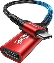 JSAUX USB C to HDMI Adapter, 4K USB typeC to HDMI Female Adapter [Thunderbolt 3 Compatible] for iPhone 16/15 Pro Max/Plus, Samsung Galaxy S25 S24 S20 Ultra, MacBook Pro/Air, Surface, Dell XPS 15 -Red
