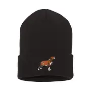 Springer Spaniel dog embroidered black beanie hat, embroidery winter beanie hat