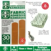 30x Fabric Adhesive Bandages Bandaid First Aid Band Strips Bulk Non-Stick Pad