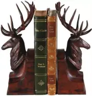 Bookends Bookend MOUNTAIN Lodge Pair of Deer Head Resin Finely Carved Hand-Cast