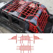 4× Red Roof Net Cargo Restraint Net System Mesh Cover For Jeep Wrangler JL 2018+ (for: Jeep)