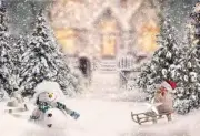 6x4ft Winter Backdrop for Photography Snowman Christmas Tree Snow Scenery Photo