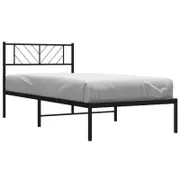 vidaXL Metal Bed Frame without Mattress with Headboard Black 107x203 cm King Single