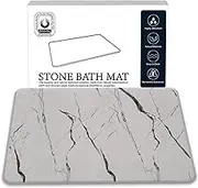 Stone Bath Mat, Diatomaceous Earth Shower Mat,(23.6" x 15.4") Non-Slip Super Absorbent Quick Drying Bathroom Floor Mat, Natural-Elegant & Modern Design, Easy to Clean (Marble Light Grey)