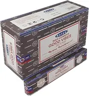 SATYA Nag Champa Good Vibes Agarbatti | Handrolled Masala Incense Sticks | 12 Packs of 15 Grams Each in a Box | Export Quality Product
