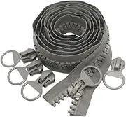 (Grey 2 Yards) - YaHoGa 20 Super Large Plastic Zipper Grey Heavy Duty Zippers By The Yard Bulk 2 Yards With 5pcs Sliders for DIY Sewing Tailor Crafts Bags Tents Clothing (Grey 2 yards)