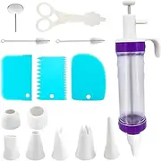 MEZOKUCEL 15Pcs Dessert Decorating Syringe Set, Dessert Decorator Plus Icing Dispenser Cupcake Filling Injector Set, Piping Syringe Kits with Nozzles Brush and Scrapers Dessert Decorating