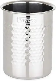 Viking Culinary Hammered Stainless Steel Utensil Holder, Dishwasher Safe,Silver 6.75" x 4.75"