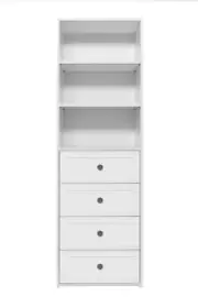 Geneva 3 Shelf 4 Drawer Built In Wardrobe - White - Hampton - Round Black