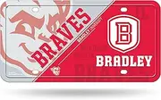 Rico Industries NCAA Bradley Braves Split Design Metal Auto Tag 6" x 12" - Great for Truck/Car/SUV