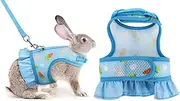 ZHHSUNY Rabbit Harness, Anti Leak Rabbit Harness, Adjustable and Breathable, Suitable for Small Animals, Cats, Guinea Pigs, Chinchilla Vest Traction Rope (Blue, S)