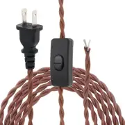 RTNLIT 82Ft Twisted Cloth Covered Lamp Cord with Switch Button and Molded Pl