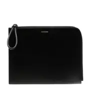 Jil Sander Logo Print Strap Clutch Bag One size Black