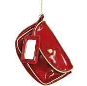 Elizabeth Arden Red with Gold Trim Patent Purse Pouch Cosmetic Bag with Mirror