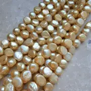 8mm - 9mm Gold flat sided nugget Freshwater Pearl strand Qty 42 Beads, pearls