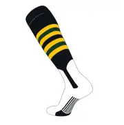 TCK Elite Baseball Knee High Stirrup Socks (I, 7in) Black, Gold, Dk Green
