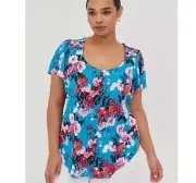 TORRID Womens Rayon Slub Button Front Flutter Sleeve Top Sz 5X NWT