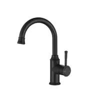 Modernnational Montpellier Matt Black Solid Brass Gooseneck High Rise Basin Mixer