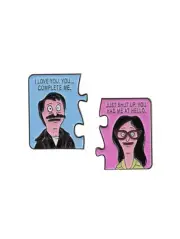 SET OF 2 Bob Burgers & Linda Belcher puzzle Enamel Pin Metal Badge Brooch 1.2"