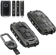 MOCHENT Heavy Zinc Alloy Key Fob Cover for 2019-2024 2025 Mazda CX-5 CX-30 CX-50 CX-70 CX-90 3 6 CX-9 WAZSKE11D01 662F-SKE11D01, Metal Key Case Protector Keychain, 4 Buttons, Gun-black