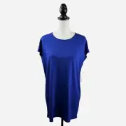 Chicos Touch Of Cool Wedge Tunic Size S Seafaring Blue Stretch NEW