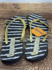 Coppertone Flipflops NWT Size L 9/10 Flip Flops Black Gold & White Women's