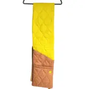 Steve Madden Yellow Peach Hand Warmer Pocket Color Block Quilted Puffer Scarf
