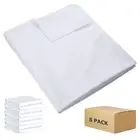 White Bulk Flat Sheets Only Queen Size 8 Pack, Easy Sort Top Bed Sheet by Col...