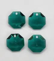 4pc Swarovski Crystal Emerald 14mm 1-Hole Octagon 8115 Pendant; Green