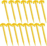 WYKOO 15 Pieces Canopy Stakes Plastic Tent Pegs, Heavy Duty Screw Shape Beach Tent Stakes, 7.9 Inch