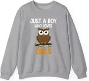 [X.Style] Just a Boy Who Loves Owls for Toddlers Boys Birds Lover ds022 Sweater Grey L