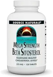 Source Naturals Mega Strength Beta Sitosterol 375mg Plant Sourced Healthy Cardiovascular & Cholesterol Support Supplement - 120 Tablets
