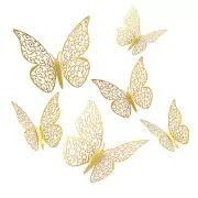 72Pcs 3D Beautiful Butterfly Removable Wall Stickers, Gold