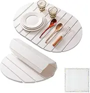 Quick Dry Stone Mat, Diatomaceous Earth Stone Drying Mat for Kitchen Counter, Eco-Friendly Absorbent Kitchen Stone Dish Drying Mat for Dishes, Bottles, and Cups(Oval,23.6 x 15.4 inches)