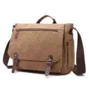 Mens Canvas Briefcase Bag 14" Laptop Retro Crossbody Messenger Handbag business