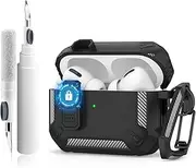 Case for Airpods Pro 2 Cover with Lock Lid & Cleaner Kit, Shockproof Protective Case for Airpods Pro 2nd/Airpod Pro 1st Case (2023 2022) with Keychain for Men Women (Black)