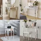 Splendid Elegant Mirrored Console Table Makeup Vanity Side Table Foyer Corridor