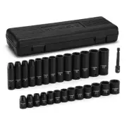27 Pieces 3/8-Inch Drive Impact Socket Set, Deep & Shallow, Metric (7mm - 19m...