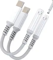 USB C to 3.5mm Jack Audio Adapter (2Pack)for Apple for iPhone 16 15 Pro Max DAC Headphone Aux Cable Splitter for iPad Air4 Headset Adaptor Compatible for Samsung S23 S22 S24 Type C Earphones Converter