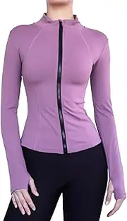 [EC GENERATION] Women's Slim Fit Workout Jacket - Lightweight, Moisture-Wicking, Full-Zip with Thumbhole Cuffs & Pockets