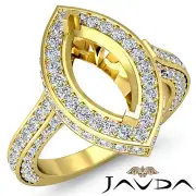 Diamond Pave Engagement Filigree Ring Marquise Semi Mount 18k Yellow Gold 1.6Ct