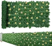Ivy Privacy Screen - 1x3m Outdoor Artificial Ivy Privacy Fence Screen,Fake Hedge with 96 Sunflowers, Grass Panels Greenery Gate Covering for Dogs Animal Yard