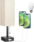 Bedside Table Lamp with 3 Color Temperatures USB Charging Ports Pull Chain Night