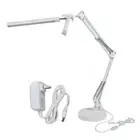 White LED Desk Lamp With Round Base Double Head Folding Eye Care Swing Arm D CMM